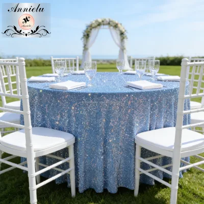 ANNIELU Luxury Modern Professional Sequin Wedding Table Cover for Banquet & Event Photo Booth Party Decoration