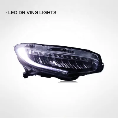 For HONDA 2016-2020 10th Generation Civic Headlights Modified LED Streamer Turn Signal Daytime Running Light High Configuration