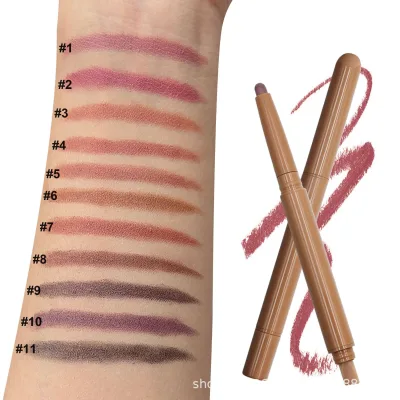 Wholesale Custom Lip Liner Matte Pencil 11 Color Double-Ended Waterproof Smooth Nude Lipstick Dark Brown Lip Liner Private Label
