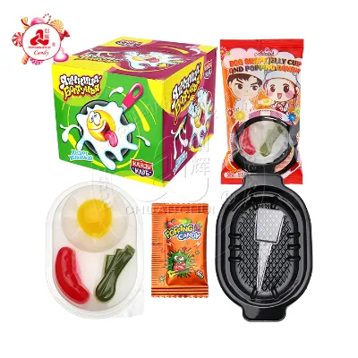 Cartoon Jelly Egg with Scallion Shaped Jelly Pudding Cup with Popping Candy