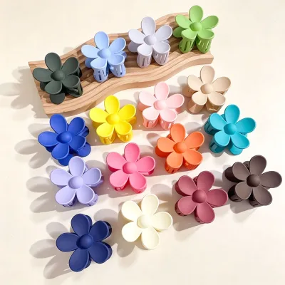 Matte Candy-Colored Five-Petal Claw Clip Hairpin Large Size High-End Sweet Style Side Clip for Women