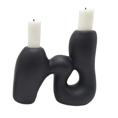 Candle Holders Ceramic White Taper S&L Set of 2 Matte Stylish Decorative Candlestick Holders