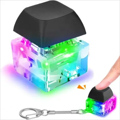 Transparent PC Keycap Keychain, Single Button Click Fidget Toy, Portable Anxiety Relief Accessory  Colorful Keycap Fidget Toy