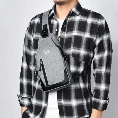 Sachi Kangaroo New Men's Trendy Canvas Durable Chest Bag Casual Travel Crossbody Bag Waterproof Single Shoulder Small Backpack