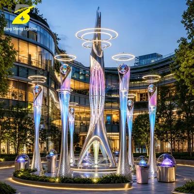 Spire Landscape Light Stainless Steel Modern Tech Style for Commercial Square Cultural Tourism Park