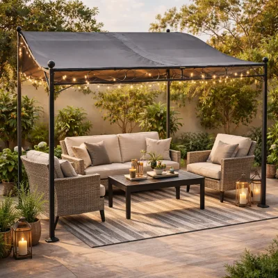 3x2.5m Modern Waterproof Outdoor Gazebo Patio Canopy with Sturdy Steel Frame for Garden & Backyard