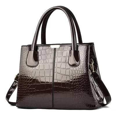 Crocodile Designer Shiny PU Women's Handbag Brand Luxury Stone Pattern Sequined Zipper Closure Large Shoulder Bag Bolso Tote Bag