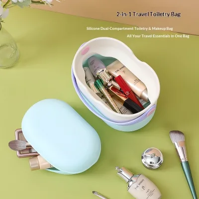 Modern Simple Silicone Toiletry Bag Dry Wet Separation Waterproof Shockproof Portable Large-Capacity Outdoor Makeup Storage