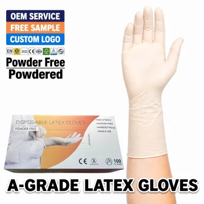 Latex Gloves China Manufactures Safety Price Micro Textured Extra Strong Elbow Length Diamond Grip Smooth Surface
