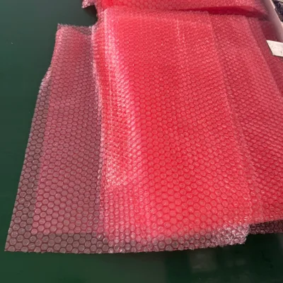 Custom Size Double Bubble Walled Clear Cushioning Pouch Bag Red Anti-Static Shockproof Air Bubble Foam Cushion Pad