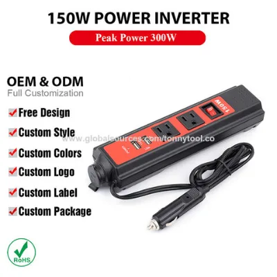 One DC 12V Outlet Car Power Inverter with 12V Outlet & 2 USB Charging Ports, Auto Inverter