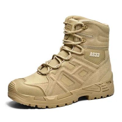 Tactical Training Boots Middle Top Waterproof Leather Lace-Up for Outdoor Sports Hiking Expedition Rescue OEM Logo Summer Autumn