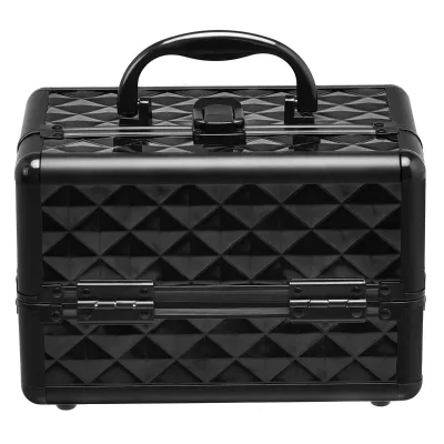 Aluminium Makeup Case Cosmetic Case Beauty Box Makeup Nail Jewelry Cosmetic Vanity Case Organiser,Black