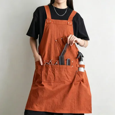 Wanmei Custom Logo Barber Apron for Men Adult Bib Cooking Barista Bbq Hairstylist Chef Apron Women Coffee Shop Apron with Pocket