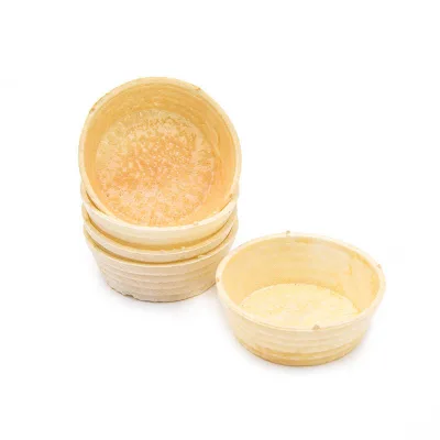 Fluted Flat-Bottom Wafer Cones Standard Size, Crispy Topping Serving Cups for Gelato Soft Serve