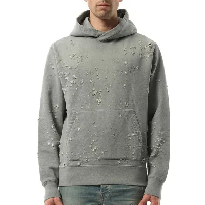 Hoodie Manufacture Distressed Hoodie Wholesale Heavyweight High Quality Boxy Hoodie Custom logo Cropped Distressed