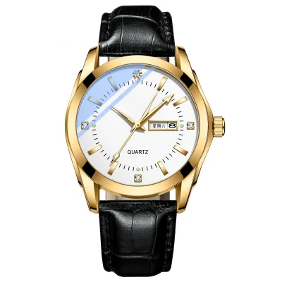 High Quality Stainless Steel Watch with Classic Analog Dial Display Waterproof Miyota Quartz Movement 22mm Leather Band