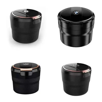 Custom logo Creative Mini Small Hidden Ashtray with Light and Cover Ceramic Liner High Temperature Cigarette Smoking Car Ashtray