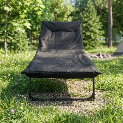 Folding Camping Cot with Padded Mattress Adjustable Reclining Sleeping Bed Heavy Duty Black Camping Bed for Office Nap