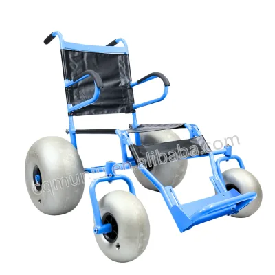 MUNIU New Beach Wheelchair with Large Sand Tires Foldable All Terrain Beach Wheel Chair Max Load 120KG