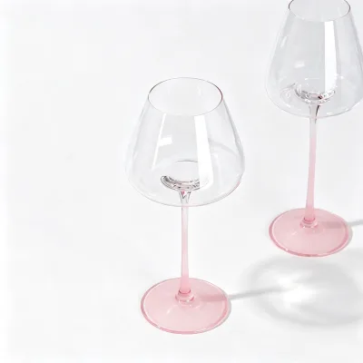 SNW Unique Concave Bottom Purple Stem Lead-Free Crystal Glass Burgundy Bordeaux Wine Glasses Goblet Handmade European Design