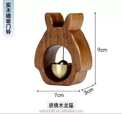 Shopkeepers Bell for Door,Round Wooden Magnetic Shopkeepers Bell,Portable Japanese Style Wooden Dopamine Doorbell Entry