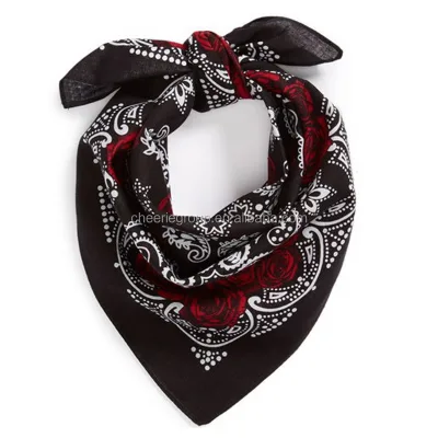 Very High Quality Multifunction Rose Floral Sport Hip Hop Cotton square Bandanas 55*55CM with Soft Touching