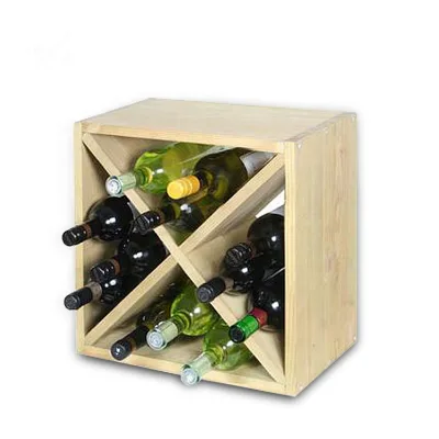 Handmade Country Style X Shape 24 Wine Bottles Eco-Friendly Wooden Wine Rack Display Shelf for Camping