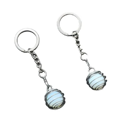 DIY Healing Crystal Opalite Lantern Key Pendant Decor Gifts Ornament Natural Stone Mix Quartz Crystal Carving