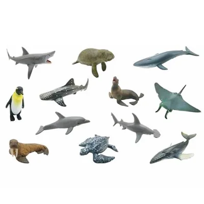 Assorted 12 Models Mini Sea Creatures Realistic Underwater Sea Marine Animal Kit Toy