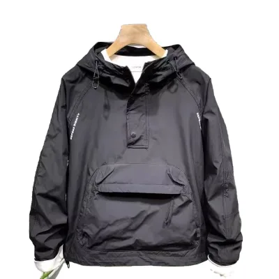 Hoodie Spring and Autumn Polyester Windbreaker Loose Windproof Casual Overalls Men's Safari Jacket