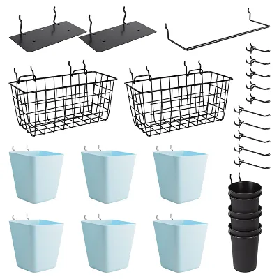 Customizable All-Metal Detachable Storage Basket Reusable Pegboard Hook Wall Storage Suit for Home Wardrobe Food Spices