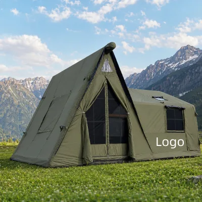 Custom logo Four-season Inflatable Camping Tent One Bedroom 420D Oxford Wind Resistant Rainproof 12.6 Skylight 3-4 Person Family
