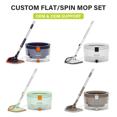 Factory Supply Eco-Friendly Microfiber for Dry Wet Hands-free Self-Wringing Telescopic Handle Bucket Wringer Set Pet Hair