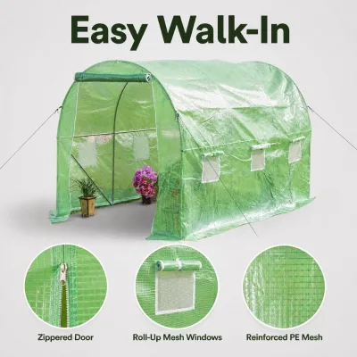 3x2x2m Extra Large Walk in Greenhouse Portable Garden Plant House Outdoor with Roll up Windows for Plants