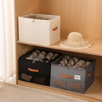 Visual Compartment Clothing Storage Box Foldable Shoes Storage Box Lid Oxford Cloth Modern Minimalism Sundries Storage Factory