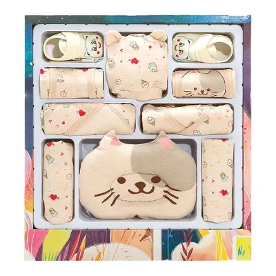 MICHLEY Hot Sale Newborn Spring and Autumn Clothes Gift Box Cartoon Animal Pure Cotton Cat Gift Box Newborn Baby Romper Set