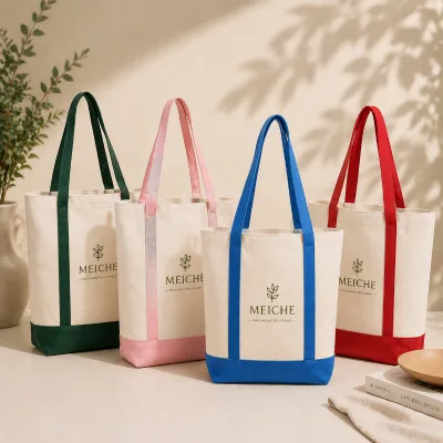Wholesale Heavy Duty Cotton Canvas Tote Bags with Long Handles Custom Printed Shopping Bags