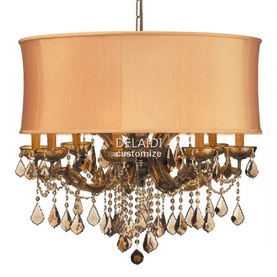 Classic Maria Theresa Light Crystal Chandelier with Fabric Sahde