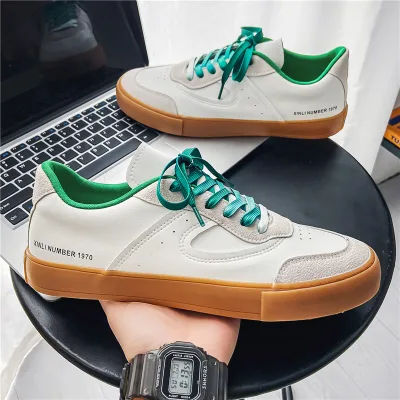 Outdoor Walking Breathable Lace up Genuine Leather Tennis Sneakers Fashion Retro Mens Casual Shoes