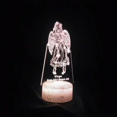 12 Zodiac Signs Virgo 3D Illusion Night Light Acrylic Night Lamp LED Touch Night Light