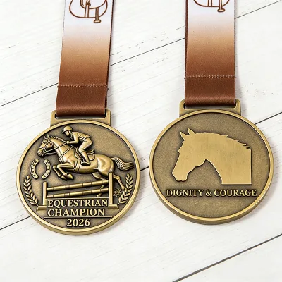 High Quality Custom Metal Antique Gold Bronze Zinc Alloy Soccer Running Equestrian Custom Sports Event 3D Medal