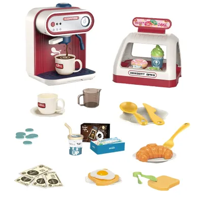 Plastic Pretend Play Coffee Maker Toys Machine Breakfast Bread Milk Set Children's Kitchen Role-playing Game