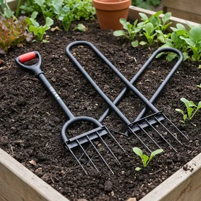 Heavy-Duty Manual Hand Tiller Twist Tiller Soil Ripper Raised Bed Garden and Flower Box Claw Weeder Cultivator Aeration Tool