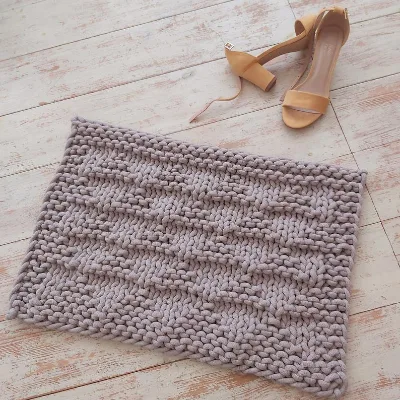 Y-W Triangle Chunky Cotton Hand Knit Rope Rug Rectangular Bath Mat Cord Rug Big Stitch Handmade Rug
