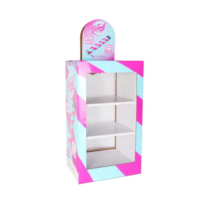 Standing Corrugated Cardboard Display Stand Customized Retail Store One Second Molding Snack Promotion Display Racks