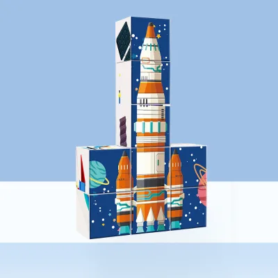 Hot Sale 5.5cm Spaceship Pattern Magic Cube Kids Educational Toy Factory Direct Plastic Set