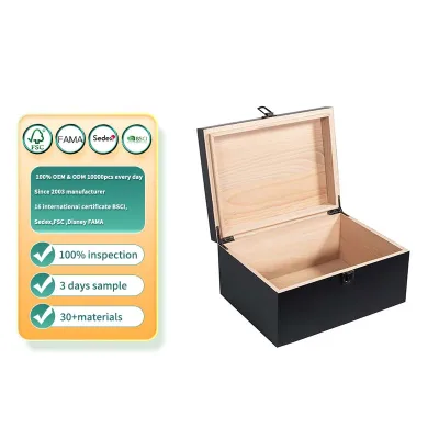 Black Decorative Box Wooden Box for Jewelry Gift Storage Box and Home Decor