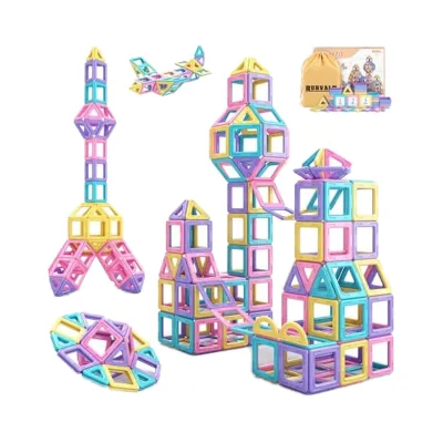 Toddler Girl STEM Montessori Magnetic Tiles Building Blocks Birthday Gifts Ideas for 3- Years Easter Gifts for 3 7 Year Old