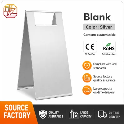 Stainless Steel A-Frame Wet Floor & Traffic Signs Bilingual 'Repair/Parking/Cleaning' Safety Stanchions 24 in